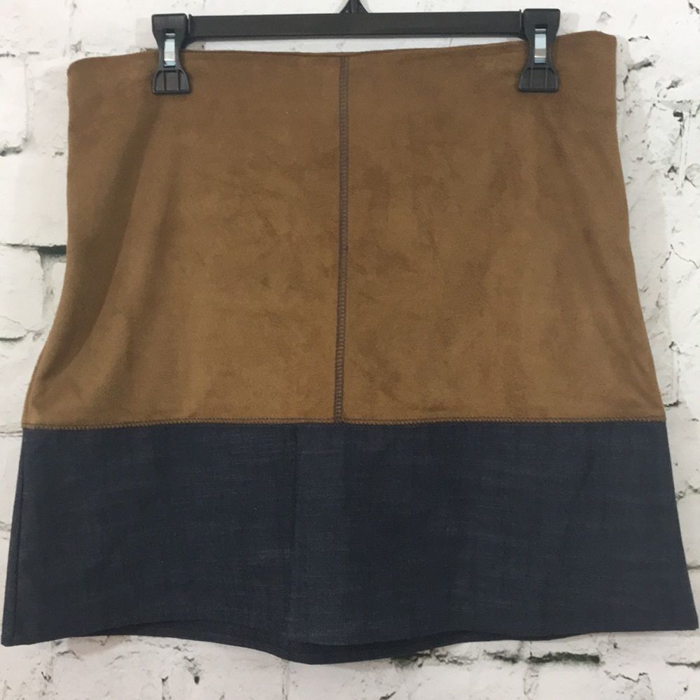 NWT faux suede and denim skirt